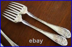 9 Vintage Adams Oneida Silverplate Flower De Luce Dinner Forks