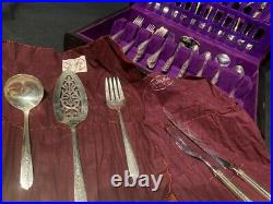 91 Piece Nobility Plate Oneida Royal Rose Vintage Silver Plate Silverware Set