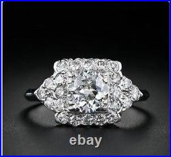 925 Silver Round Simulated Diamond Vintage Wedding Ring In 14k White Gold Plated