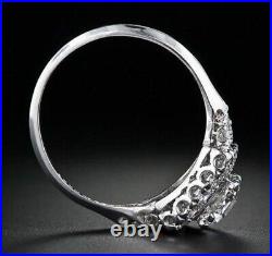 925 Silver Round Simulated Diamond Vintage Wedding Ring In 14k White Gold Plated