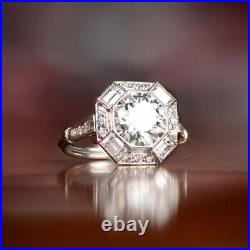 925 Sterling Silver Round Moissanite Vintage Wedding Ring 14k White Gold Plated