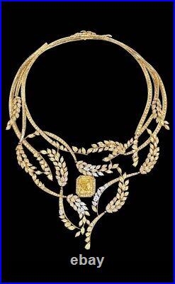 925 Sterling Silver Statement Necklace For Her Yellow Gold Plated CZ Jewelry