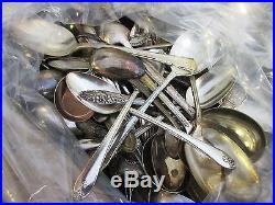 (#A) Huge 25lb Lot of Vintage Silverplate Flatware Spoons for Craft/Resale