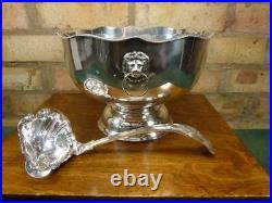A Lovely Vintage lion handled Silver plated Soup Tureen Punch bowl with Ladle