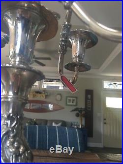 A Pair Of Silverplate 5 Light Candelabras, Vintage Sheffield Candle Holders