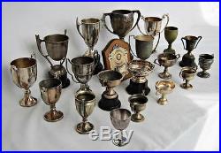 A SUPERB COLLECTION OF VINTAGE SILVER PLATED TROPHY CUPS
