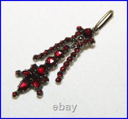 ANTIQUE SILVER GOLD PLATED PENDANT With GARNET HANDMADE 1860-1880