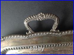 Antique Vintage Extra Large Silver Plated Butler Serving Tray 30 1/2 X 19 1/4