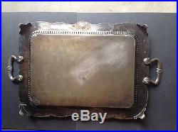 Antique Vintage Extra Large Silver Plated Butler Serving Tray 30 1/2 X 19 1/4