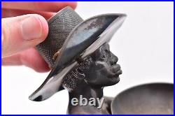 ATQ! Black Americana Wilcox silver Plate Co Card holder Planter Figural Vintage