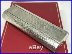 AUTHENTIC CARTIER Silver-Plated Wave Pattern Oval Lighter Silver Briquet Vintage