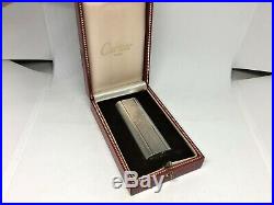 AUTHENTIC CARTIER Silver-Plated Wave Pattern Oval Lighter Silver Briquet Vintage