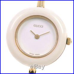 AUTHENTIC GUCCI 11/12.2 Change bezel Watches gold/white Gold Plated Women
