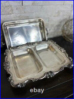 Amston fine silver plate With Cover 1714 FPG Vintage Beautifully Decorated