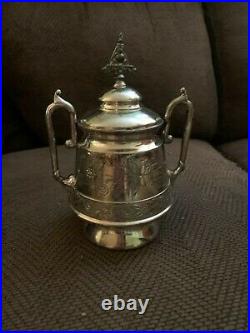 Antique 1865 Silver Plate teapot with Vintage Variety silver plated pieces