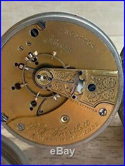 Antique 1891 Waltham PS Bartlett Pocket Watch in Silver Plate Case 1883 18s 15j
