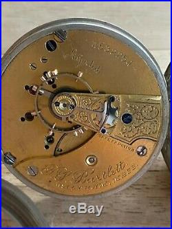 Antique 1891 Waltham PS Bartlett Pocket Watch in Silver Plate Case 1883 18s 15j