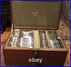 Antique 19th Christofle France Canteen Of 12 Catlary Silver Plate 120 Pieces