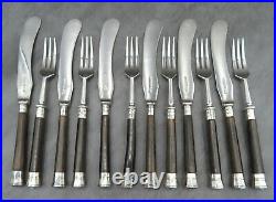 Antique Antler Stag Horn Handled Dessert Cutlery Set Mappin & Webb Silver Plated