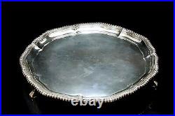 Antique Elkington Silver Plated 14 Inch Circular Engineered Drinks Service Tray
