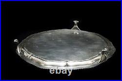 Antique Elkington Silver Plated 14 Inch Circular Engineered Drinks Service Tray