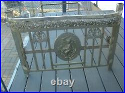 Antique French Art Deco Metal Bed Winged Cherubs Maiden and Roses Nickel Plate