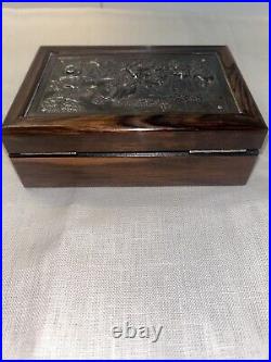 Antique Herbert Hooijkaas Silver Plated Repousse Dresser Trinket Box 1920s VTG