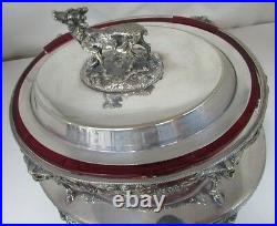 Antique James Dixon Silver Plated Tureen Stand Rams Head Deer Stag Claw Ball