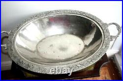 Antique Middle Eastern Silver Plate Extra Large Food Platter with Doom Cover