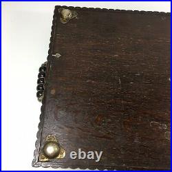 Antique Oak & Silver Plate Galleried Tray 51cm X 35.5cm X 7.5cm