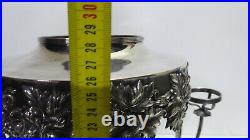 Antique Ornate Silver Plated Centre Piece Embossed Grapevine Claw Foot Stand