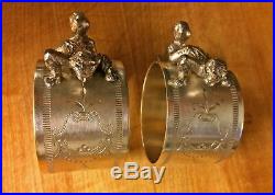 Antique Pair Of Vintage Silver Plated Figurative Kids Napkin Holder Rings NM