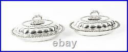 Antique Pair Old Sheffield Plated Entree Dishes Roberts, Smith & Co 19th Century