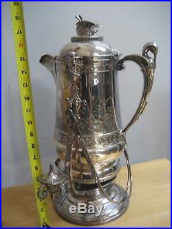 Antique Reed & Barton Silver Plated Coffee Pot Urn Pitcher Patent 1872 Vintage