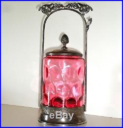 Antique Rogers & Smith Co CRANBERRY GLASS Pickle Castor Vintage Ruby Red Color