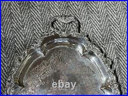 Antique Silver Plate Serving Tray Victorian Very Heavy Weight Large Big Two