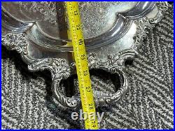 Antique Silver Plate Serving Tray Victorian Very Heavy Weight Large Big Two