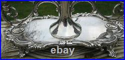 Antique Silver Plated & Green Glass Epergne, Acanthus Leaf, James Deakin & Son