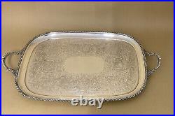Antique Silver Plated Oblong Butlers Tray By Barker Ellis, Birmingham