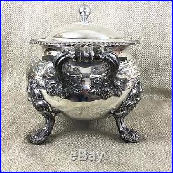 Antique Silver Plated Tureen Large Victorian Ornate Twin Handled Engraved VTG