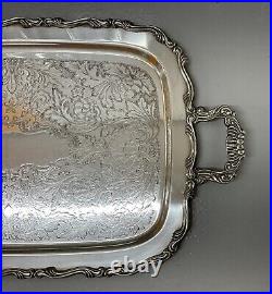 Antique Silver Plated Two Handle Butlers Tray 62cm 2.1kg