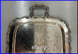 Antique Silver Plated Two Handle Butlers Tray 62cm 2.1kg