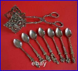 Antique Spoons Silver plated And Dessert Spatula Set Marked Italy Handcrafted