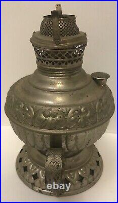 Antique Tiny Juno Edward Miller Oil Parlor Lamp Base Nickel plated Rare c1895