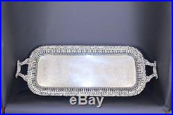 Antique VTG Silverplate Repousse Ellis Br Handled and Footed Tray 22 10001062