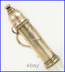 Antique Victorian Era Perfume Vial Or Bubbles Bottle Silver Plated Crown Nice