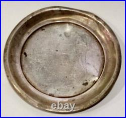 Antique Vintage 800 Silver Signed Small Saucer Plate Dish Tray Primitive 15g