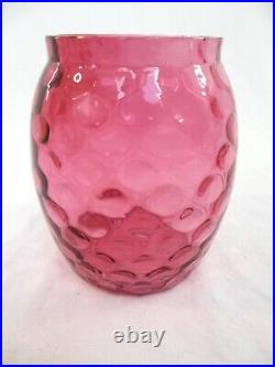 Antique Vintage Cranberry Glass Pickler Jar by Acme Silver Plate Co. Of Boston