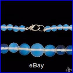 Antique Vintage Deco Sterling Silver Plated Moonstone Glass Bead Silk Necklace