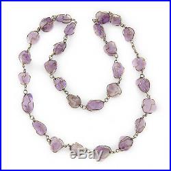 Antique Vintage Deco Sterling Silver Plated Pool Of Light Amethyst Bead Necklace